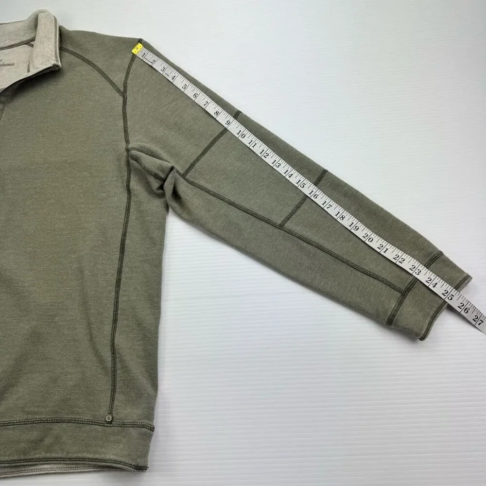 Tommy Bahama Reversible 1/4 Zip Pullover Mens Large Green Golf Sweater
